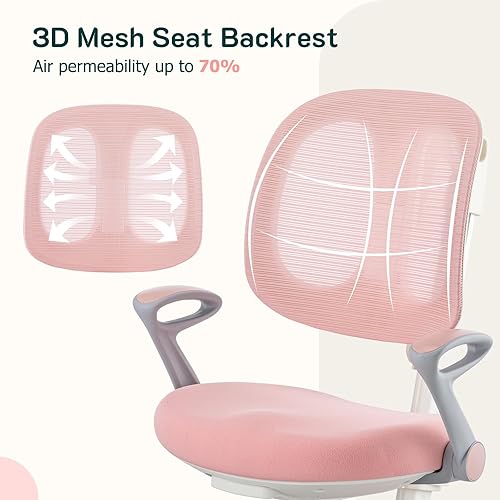 Miniatura 9 de Silla de escritorio ergonómica para niños con reposapiés y asiento ajustable en altura, multifuncional para estudio, trabajo y comedor, cojín cómodo