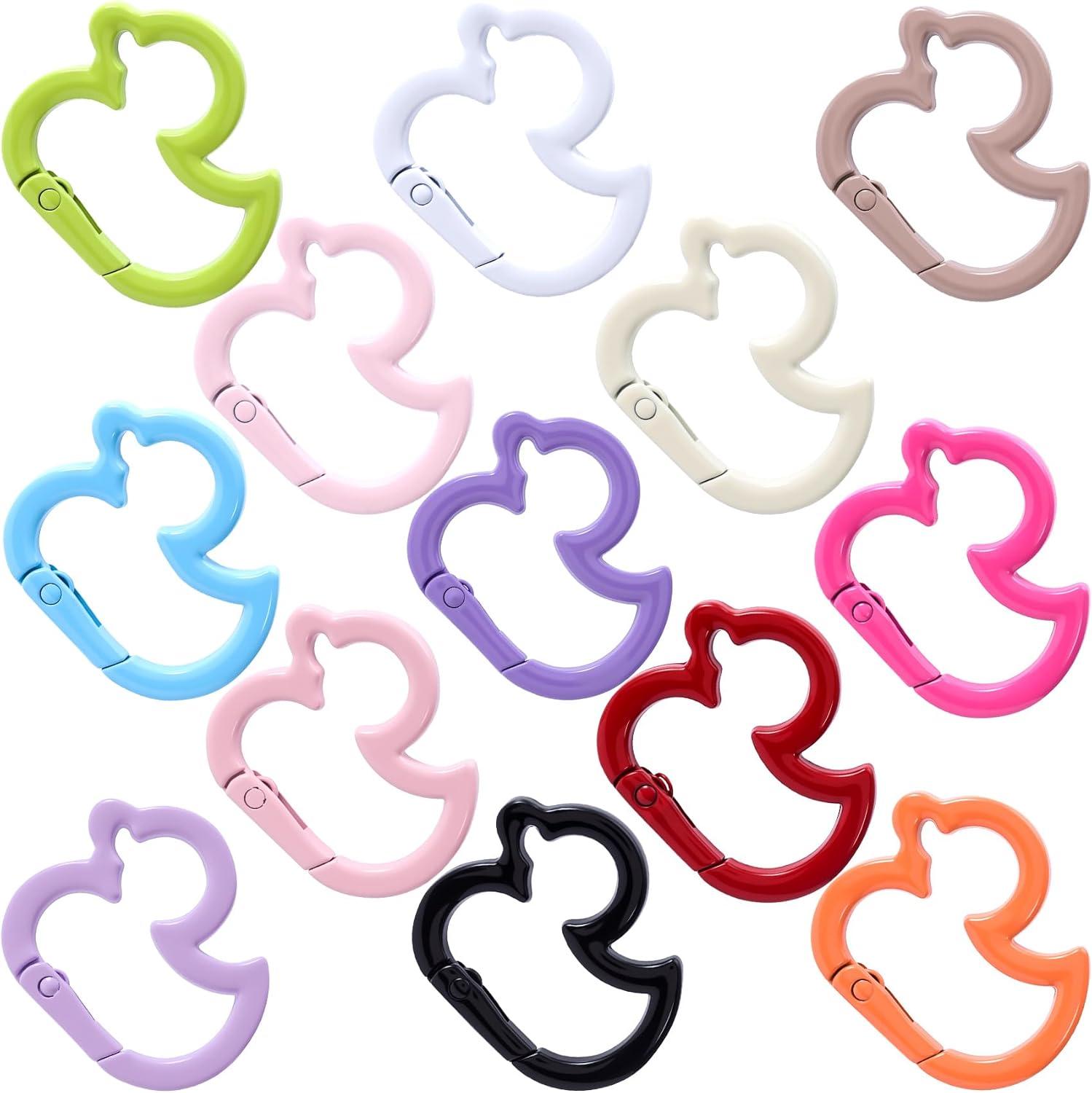13 Pcs Duckling-Shaped Spring Carabiner Clip for Keychains, Colorful Key Ring Clip Buckle Clasp for Bag Strap, Clasp Locking Carabiner for DIY Keyrings, Handbag Charm