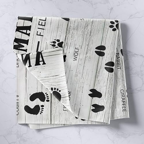 Miniatura 2 de Feelyou Tapiz de huellas de animales para niñas y niños, manta de pared de campamento y caza, huella de animales salvajes, para colgar en la pared,