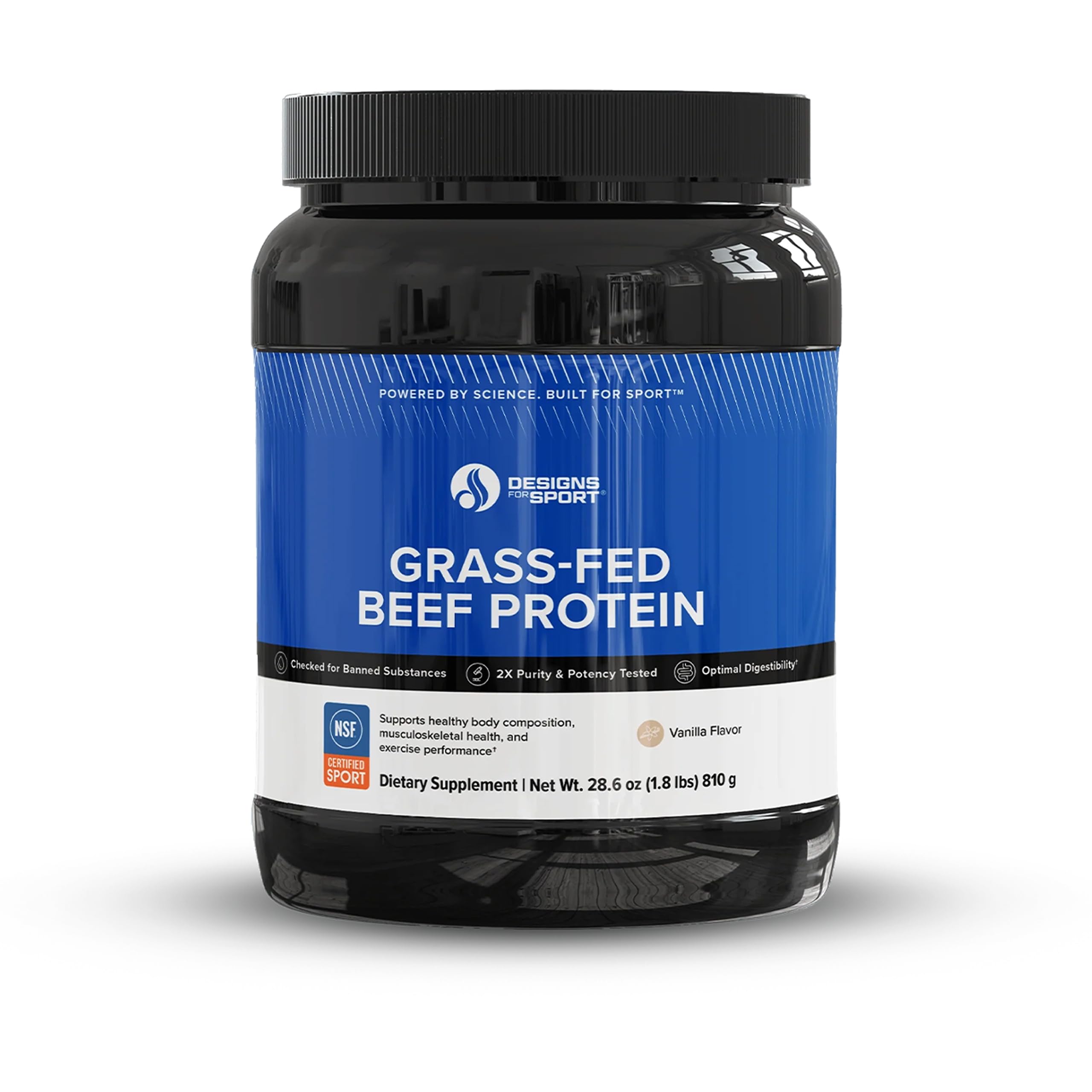 Designs for Sport Proteína de Carne Hidrolisada sabor Baunilha 1,8 lb, 30 porções