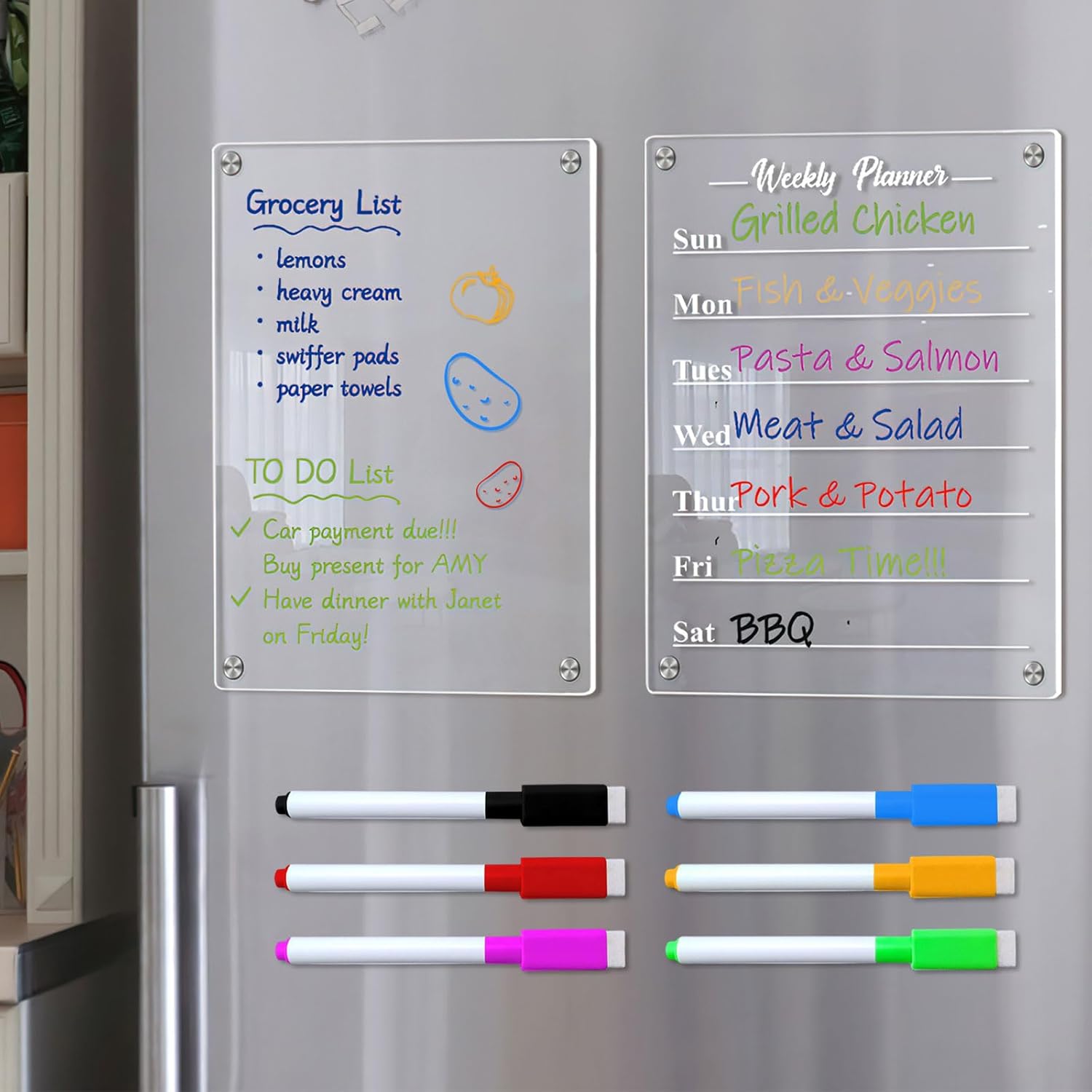 Acrylic Dry Erase Dry Erase Board， with 6