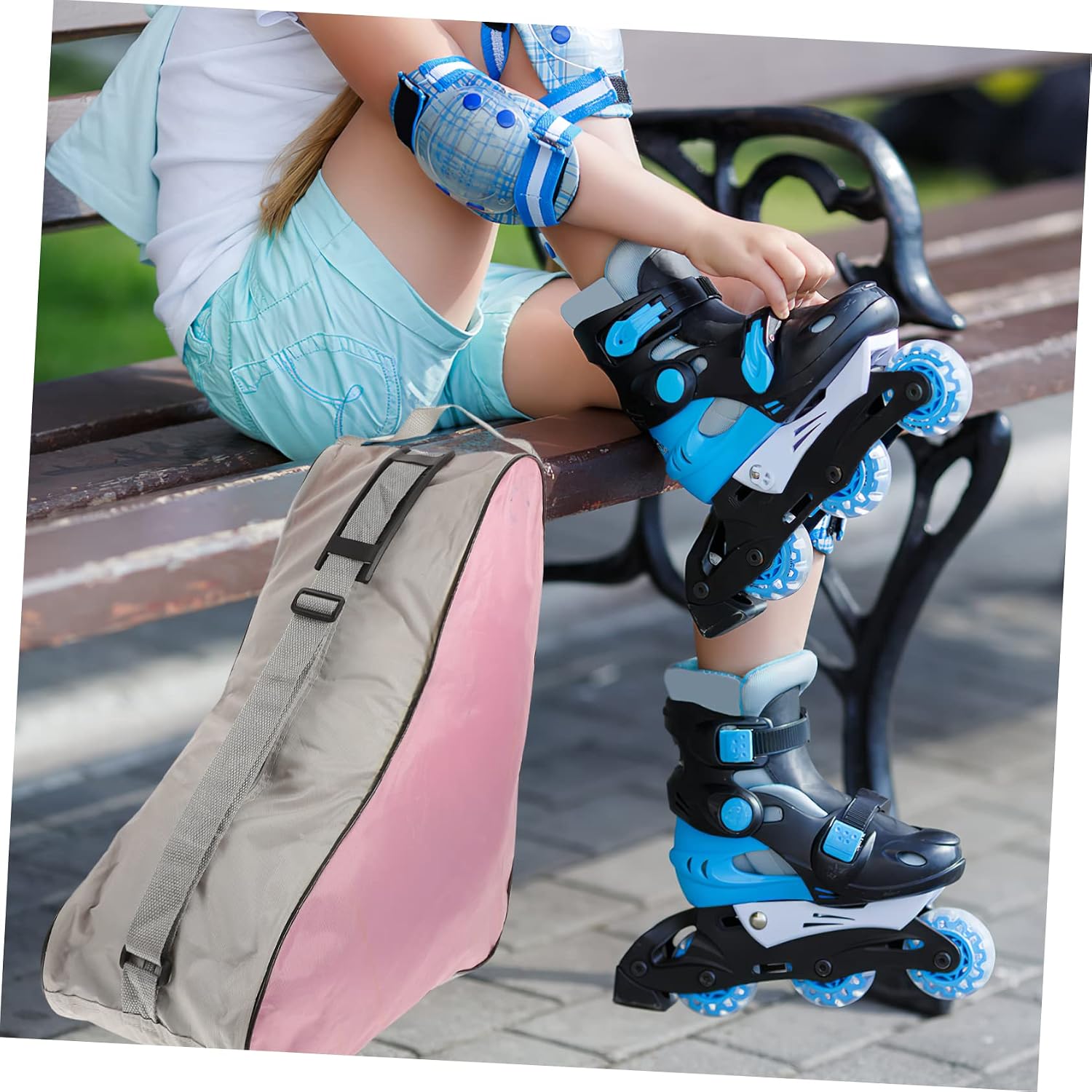 Homoyoyo Roller Skate Bag Mesh Cloth Breathable Ice Skate Bags with Adjustable Shoulder Strap Large Capacity Triangle Skates Shoes Bag for Roller Skates Inline Skates Outdoors