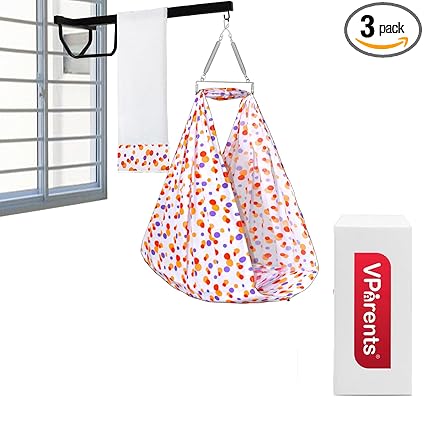 VParents Preemie Baby Swing Cradle with Mosquito Net Spring and Metal Window Cradle Hanger (Orange)