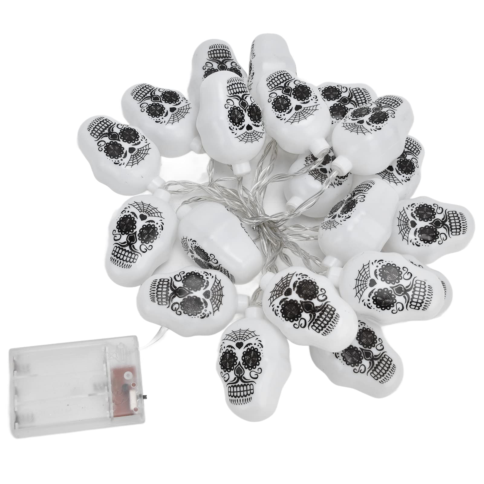 Luci Di Halloween A Teschio - 20 LED A Batteria - Catena Luminosa Da 3 Metri Per Decorazioni Festa, Interni Ed Esterni
