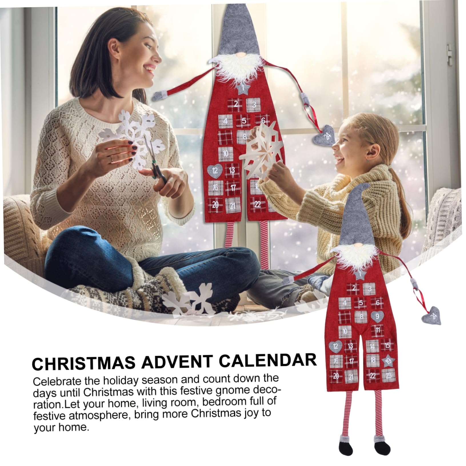 MAGICLULU Calendario Avvento Natalizio da Appendere Bambola Folletto Decorazione Tavolo Parete per Conto alla Rovescia di Natale
