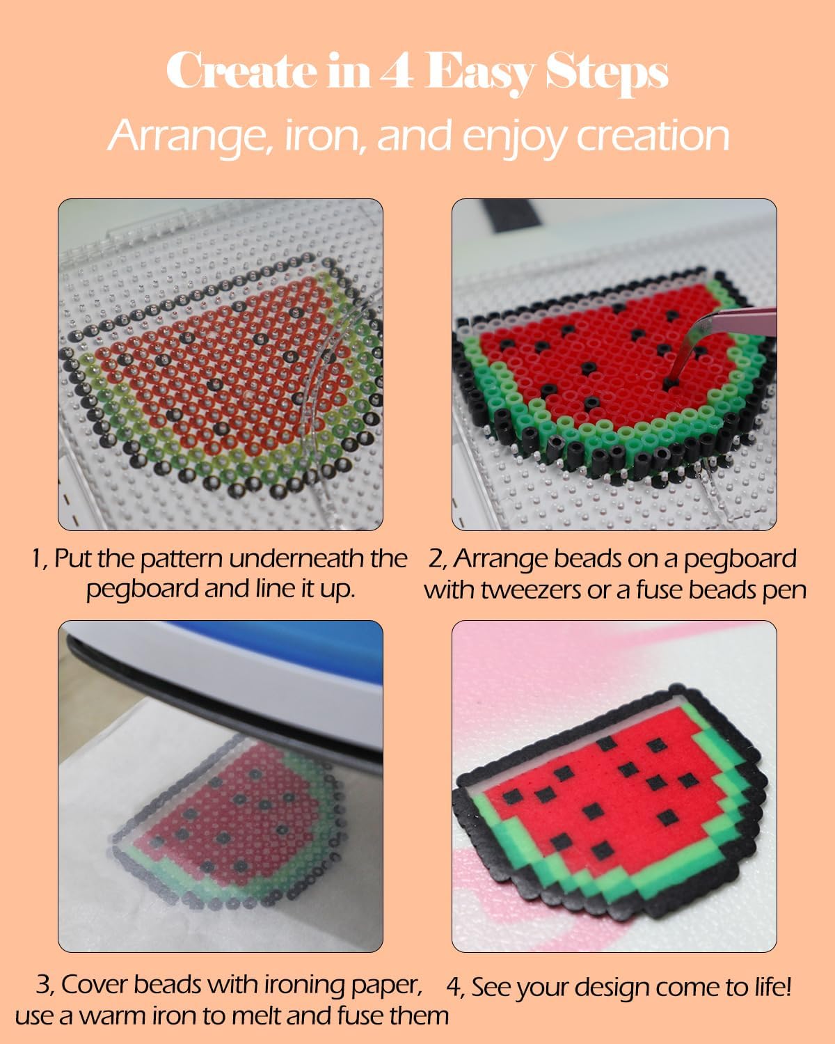 2.6mm Fuse Beads Kit 96 Colors 52000pcs, Iron Beads for Kids Kit