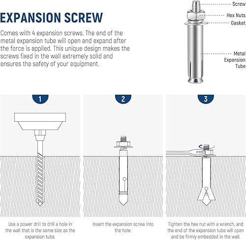 Miniatura 6 de NEEWER ST-WM1 - Soporte de pared para techo de 3.34 pulgadas con rosca de 1/4 pulgadas y 10 tornillos, soporte de pared para cámara de estudio