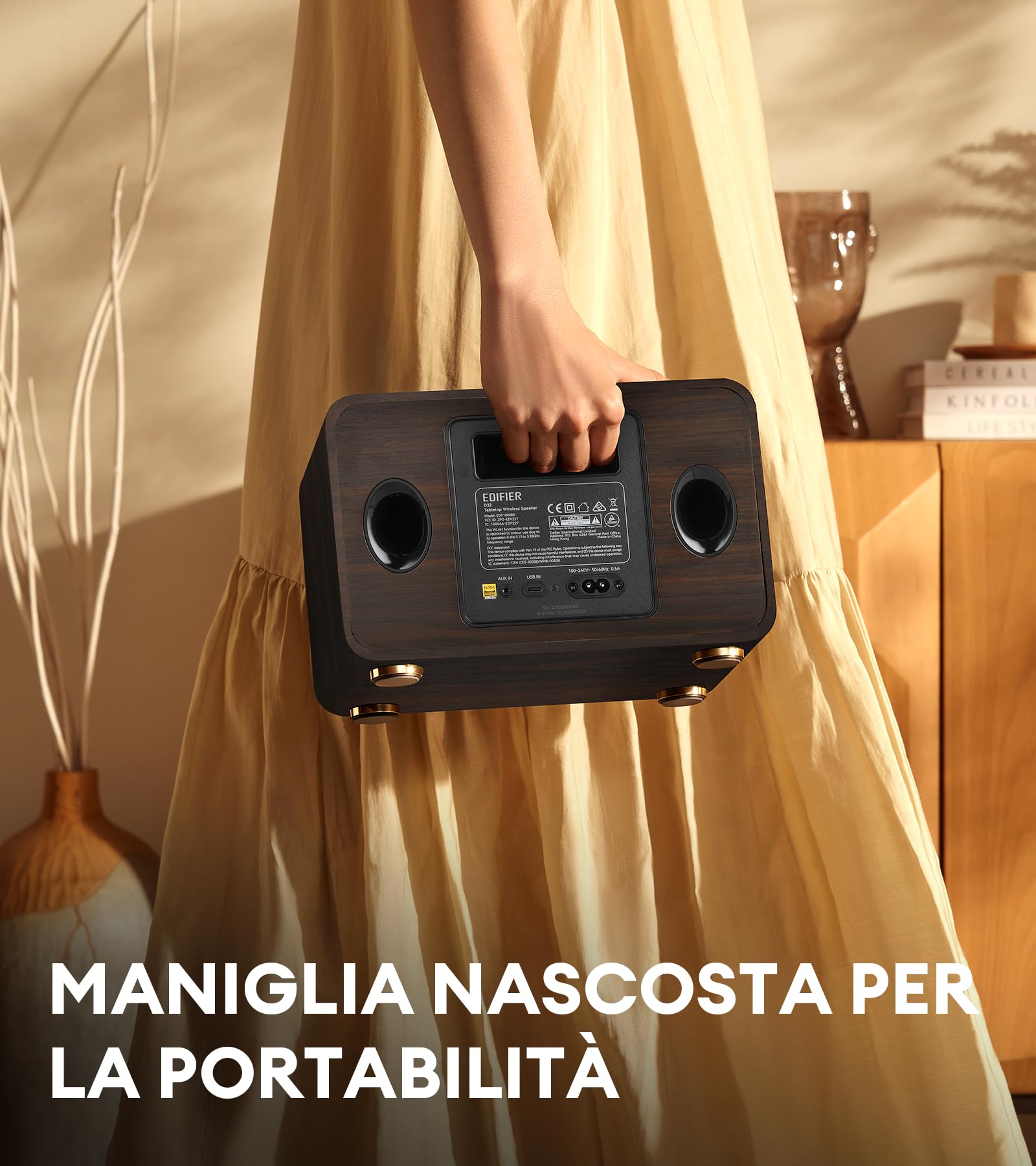 Edifier D32 Altoparlante da Tavolo Bluetooth 5.3, Audio Hi-Res, LDAC, 60W RMS, Elaborazione Completa del Segnale Digitale, 11 Ore Durata