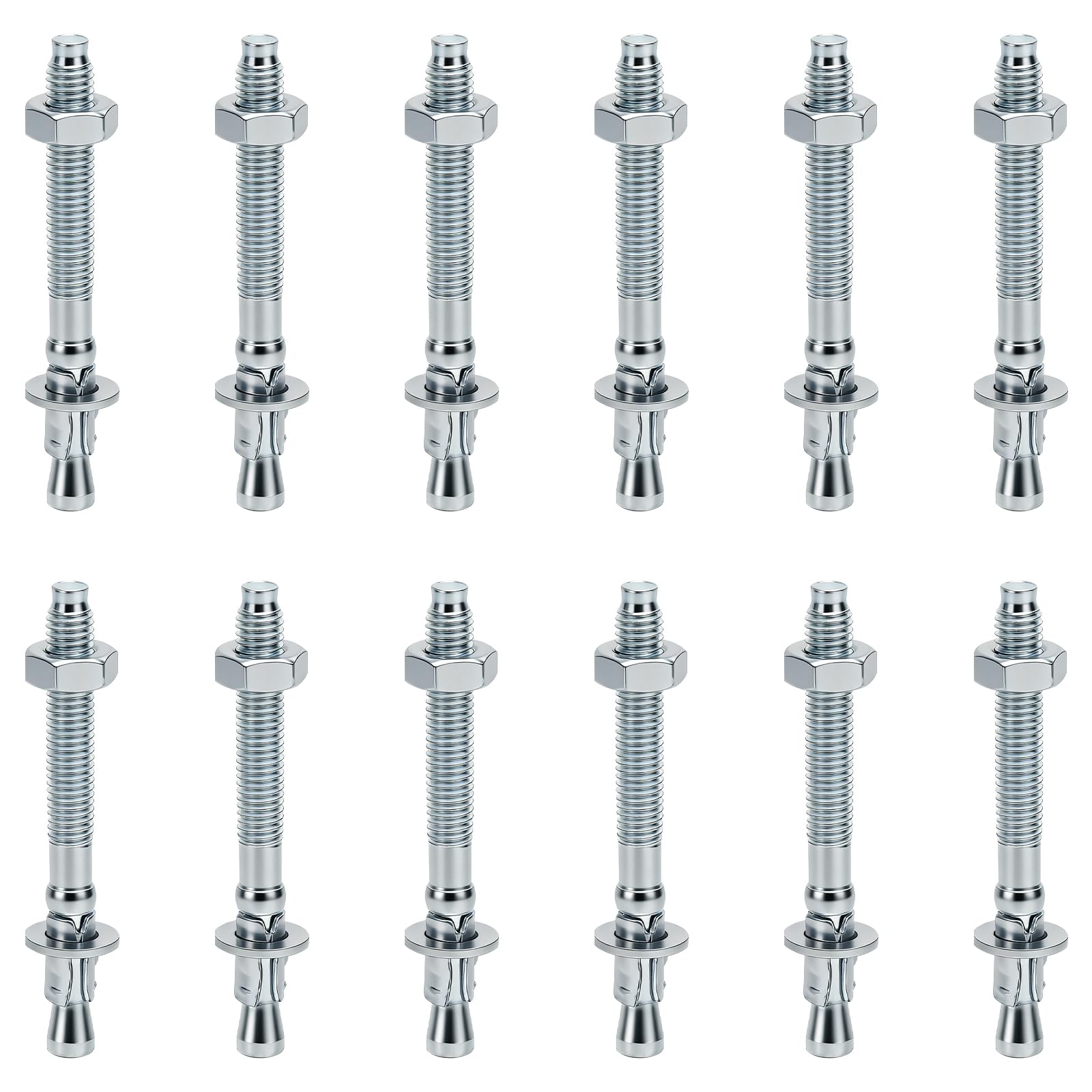 12 Pezzi Tasselli per Carichi Pesanti M8 X 80 mm, Ancoraggi Zincati, Ancoraggi per Calcestruzzo, Tasselli per Cemento Armato, Bulloni di Ancoraggio, con Dado E Rondella