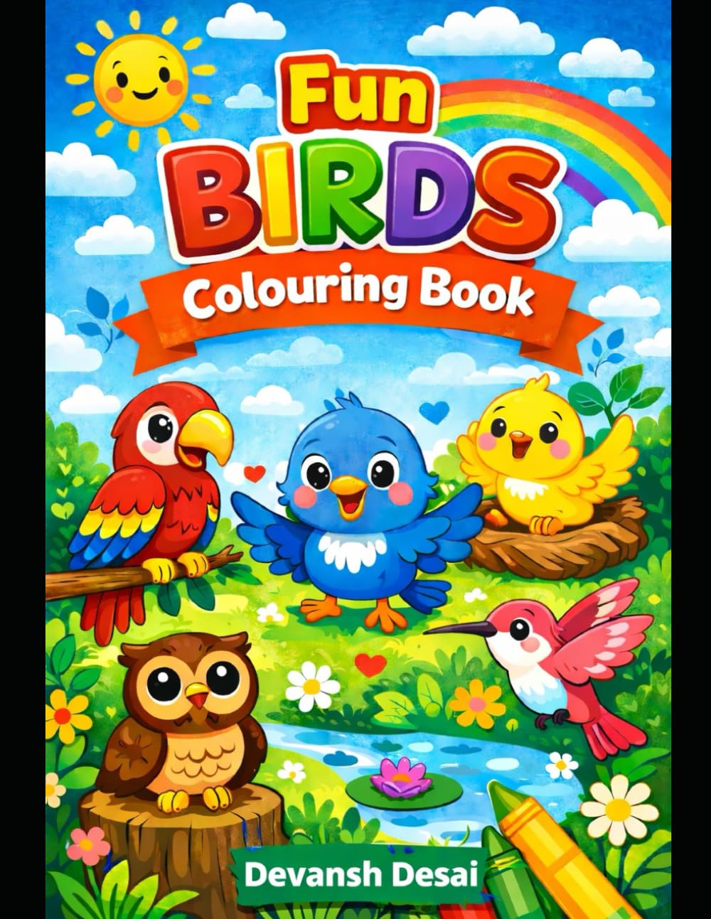 Fun Birds Coloring Book for Kids Ages 3–6: Fun & Easy Bird Illustrations for Toddlers and Preschoolers