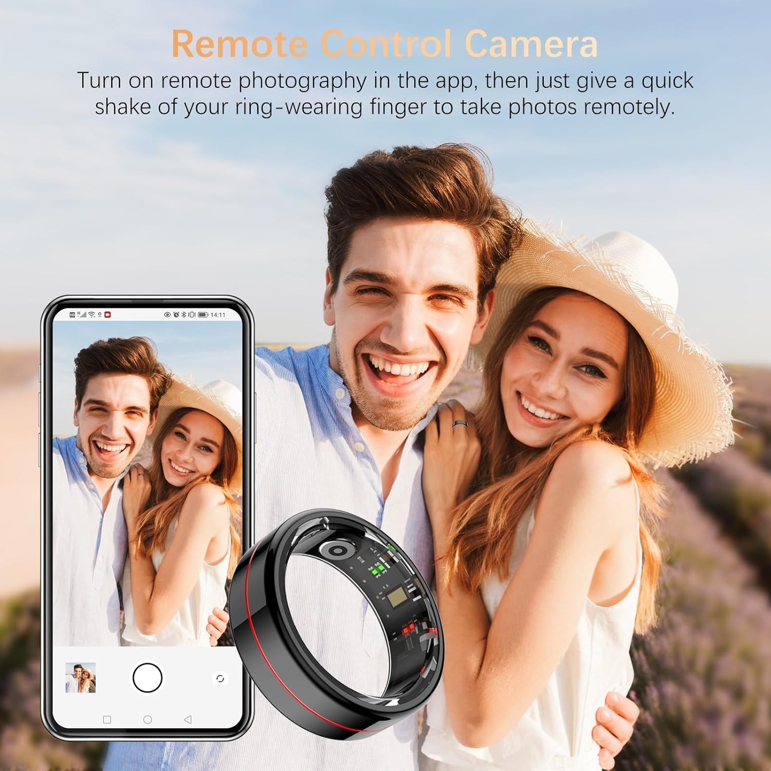 Fit Ring for Women Men, Ring Health Tracker with Heart Rate,Blood Oxygen,Heart Rate Variability, Stress, Sleep Monitor, Step Counter, Smart Ring for iPhone & Android, No Subscription Fee (Black, 11#) - Image 7