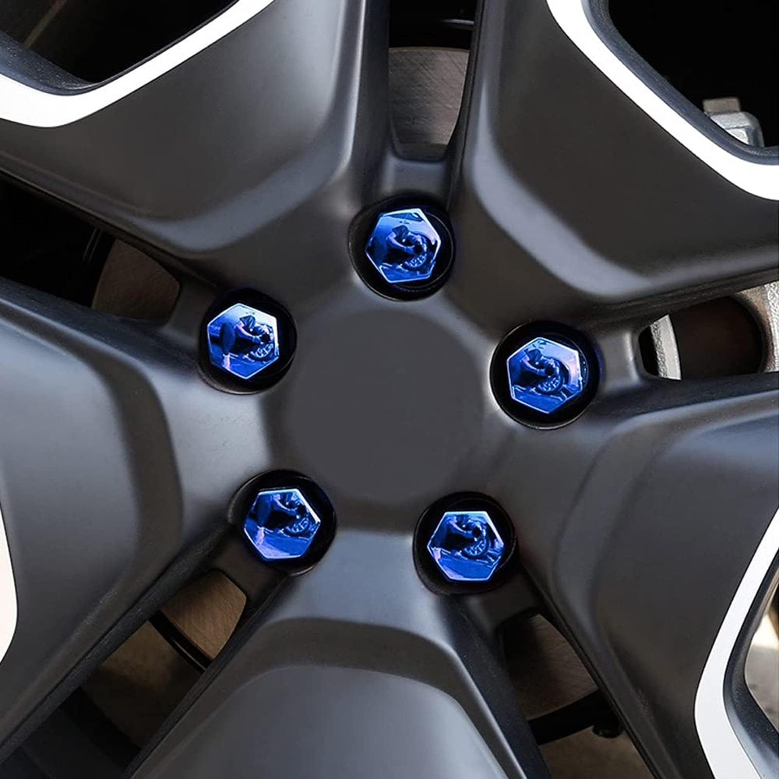 Cache-écrous De Roue Pour Ford Focus MK2 MK3 MK4 RS ST - Lot De 20 Capuchons Hexagonaux 19mm Avec Outil - Couleur Bleu/noir