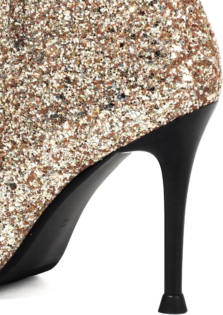 Women's Dance Heels Peep Toe Booties Gold Silver Sparkly Heels Lace Up Sexy Black Stiletto Sandals Dress Party Pumps - Image 8