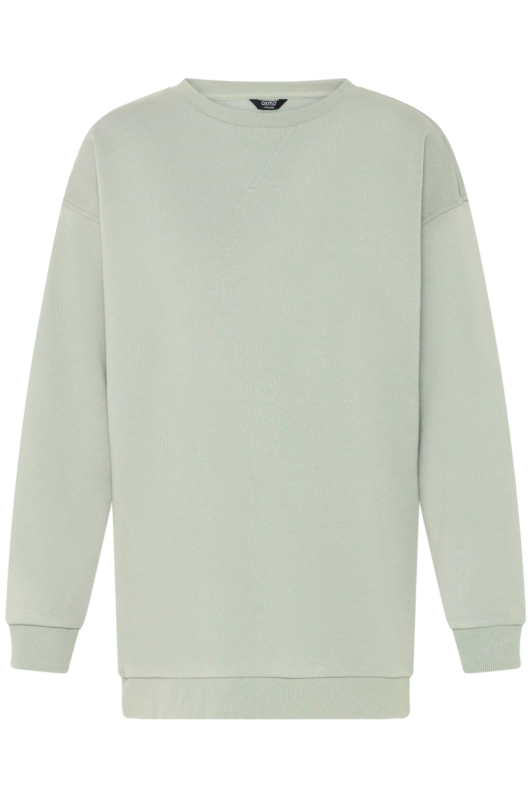 OXMO OXHillary Damen Langer Sweatshirt Pullover Longpullover mit runder Rippkragen Rippbündchen Baumwollmischung Loose fit