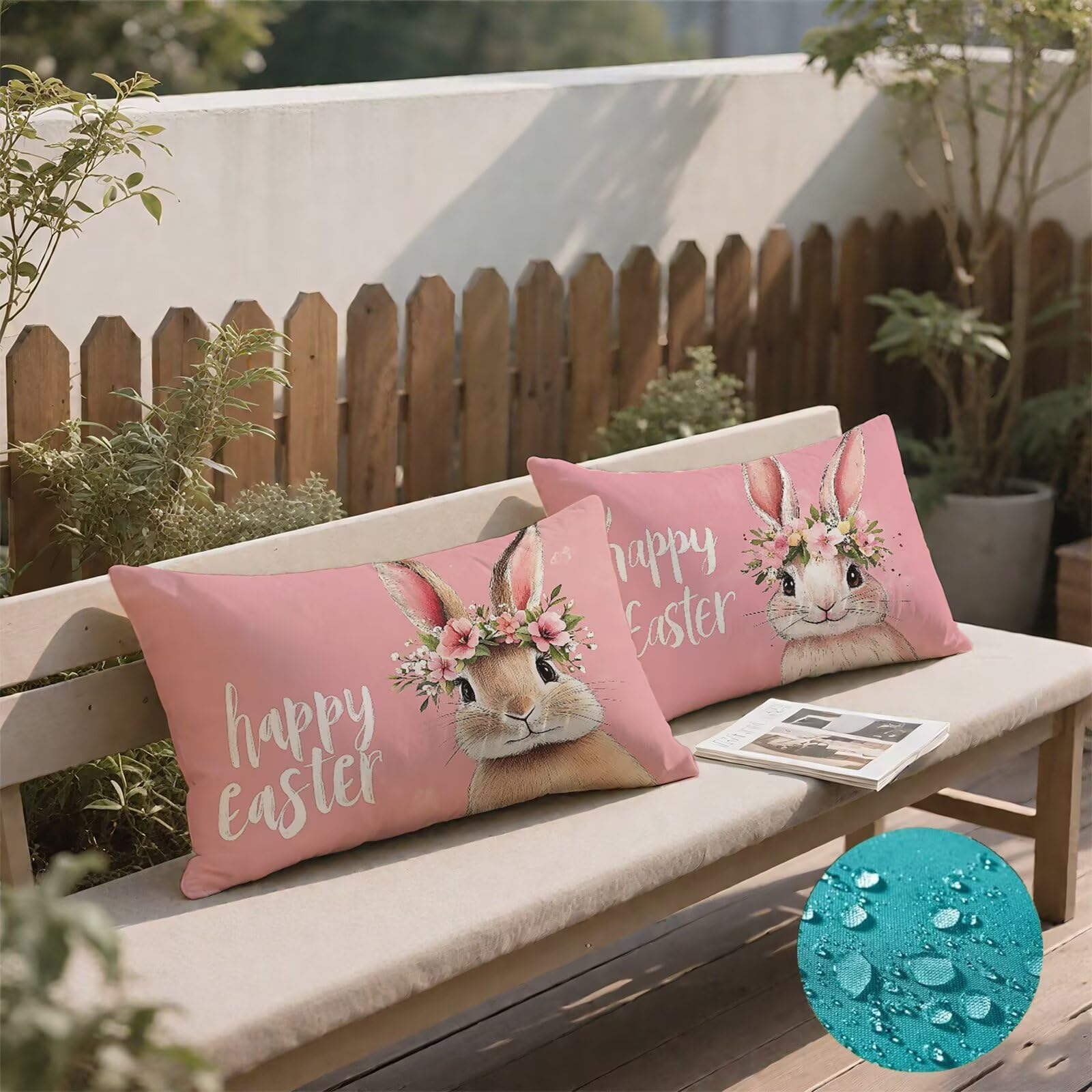 Lapin Taies d'oreiller 70 x 90 Housse Coussin Velours Lot de 2, Taie Oreiller Rose Housse de Coussin Impermeable pour Salon Lit Jardin, Douce & Respirante avec Fermeture Éclair Invisible S6-699