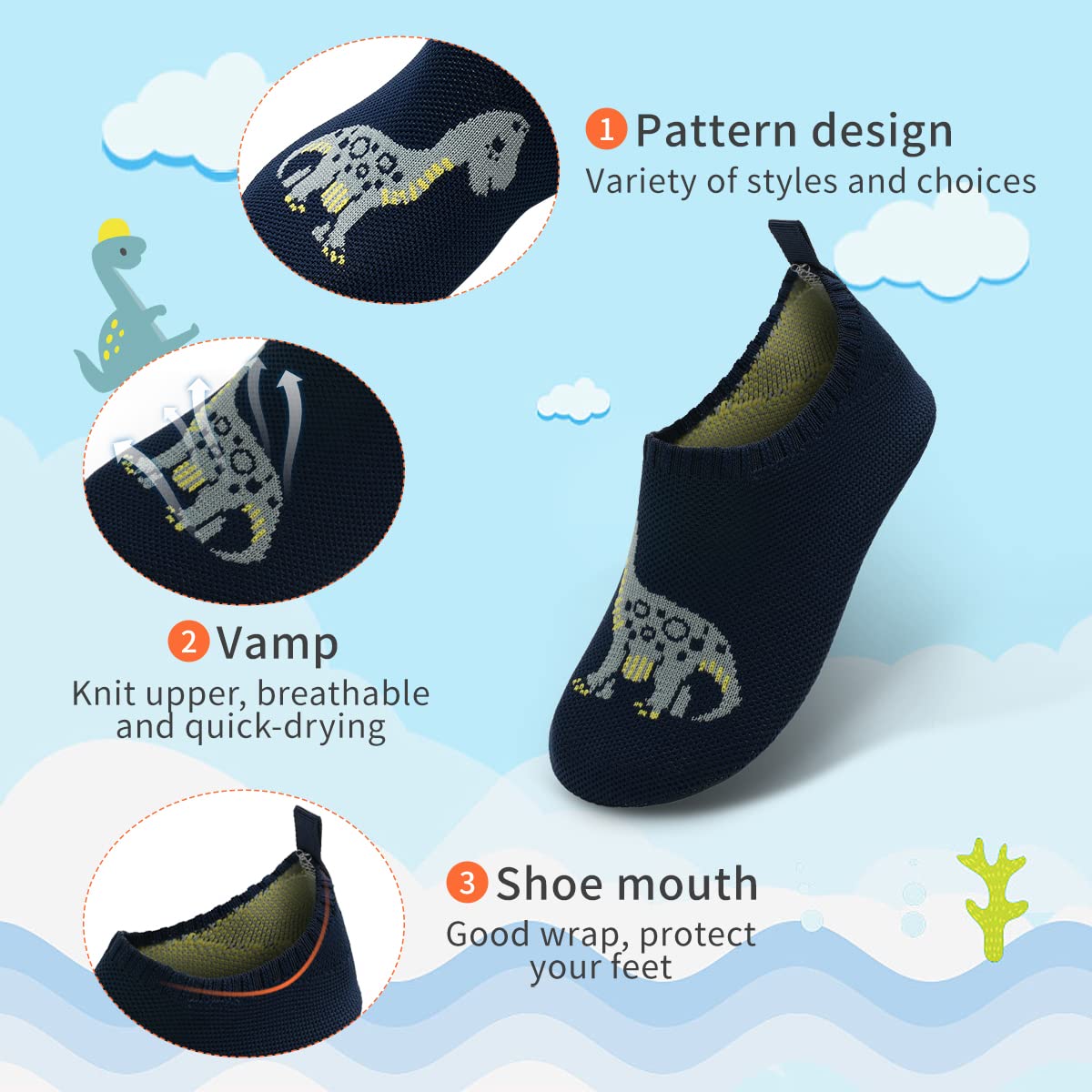 WateLves Pantofole per Bambini Unisex Scarpe a Magli Antiscivolo Ciabatte da Casa per danno la sensazione di camminare a piedi nudi Antiscivolo & Leggero