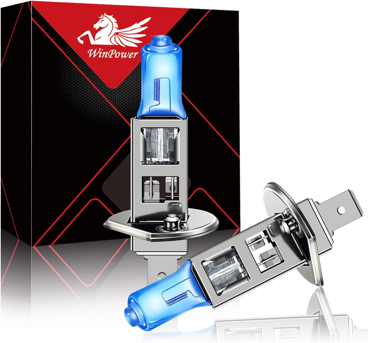WinPower H1/ P14.5s 100W Halogen Headlight Bulbs 5000K Warm White High/Low Beam Lamp 12V Auto Car Fog light Sidelight Bulb, 2 Pieces