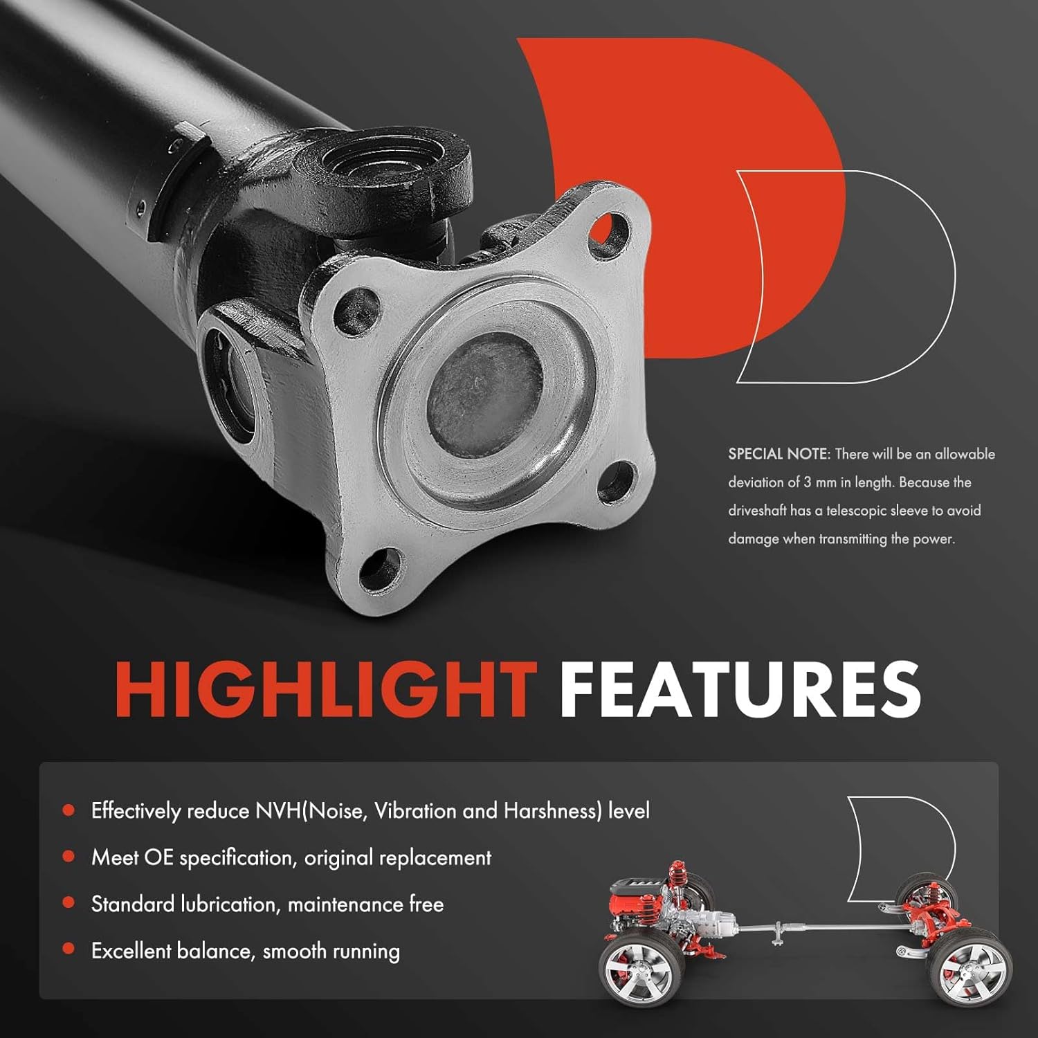 A-Premium Rear Drive Shaft Driveshaft Assembly Compatible with Kia Sorento 2004 2005 2006, Manual Transmission, RWD, Complete Prop Shaft