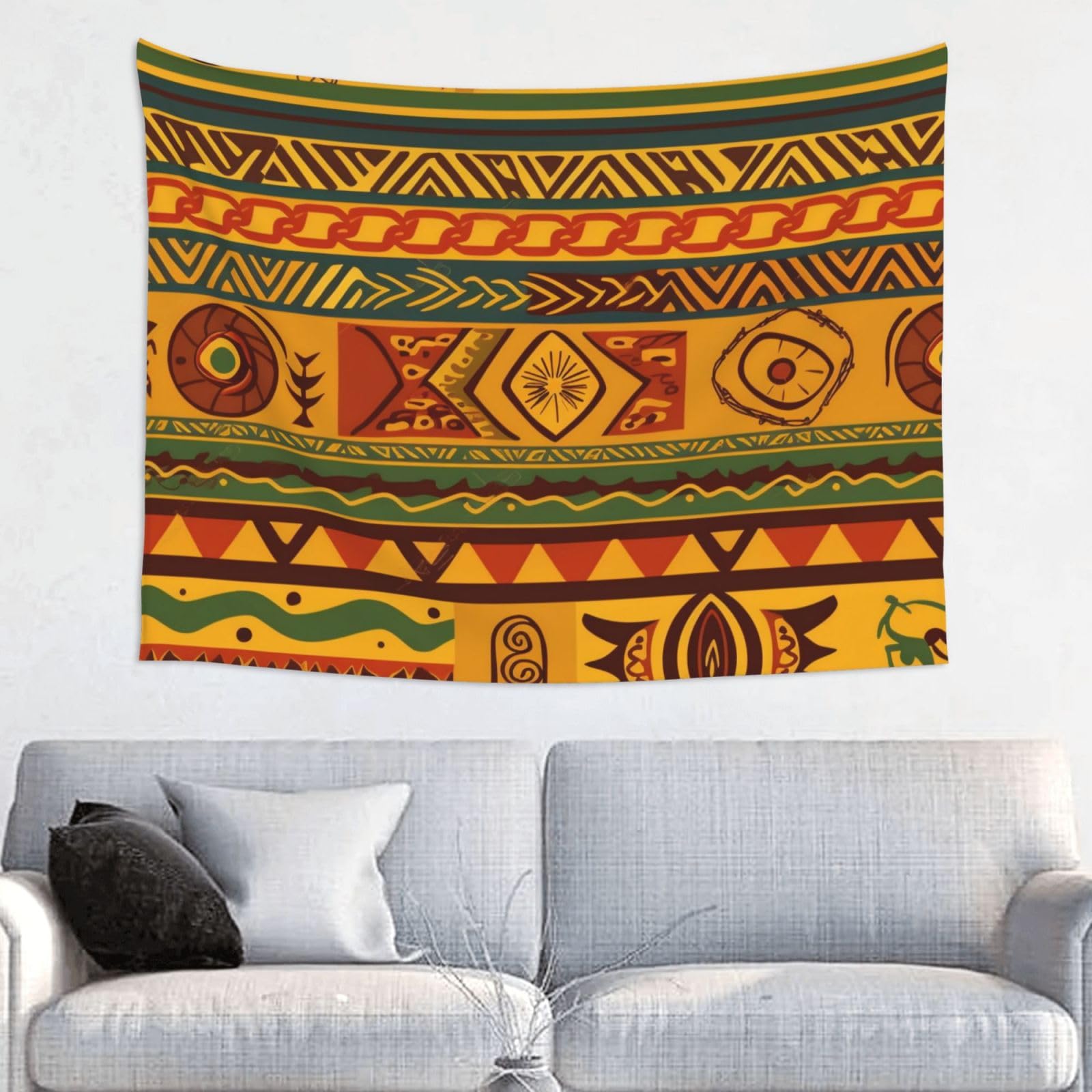 Ykljg Black African National Patterns Printed Tapestry Wall Hanging 95X73 Cm Small Wall Tapestry Wall Art Decorations For Living Room Bedroom