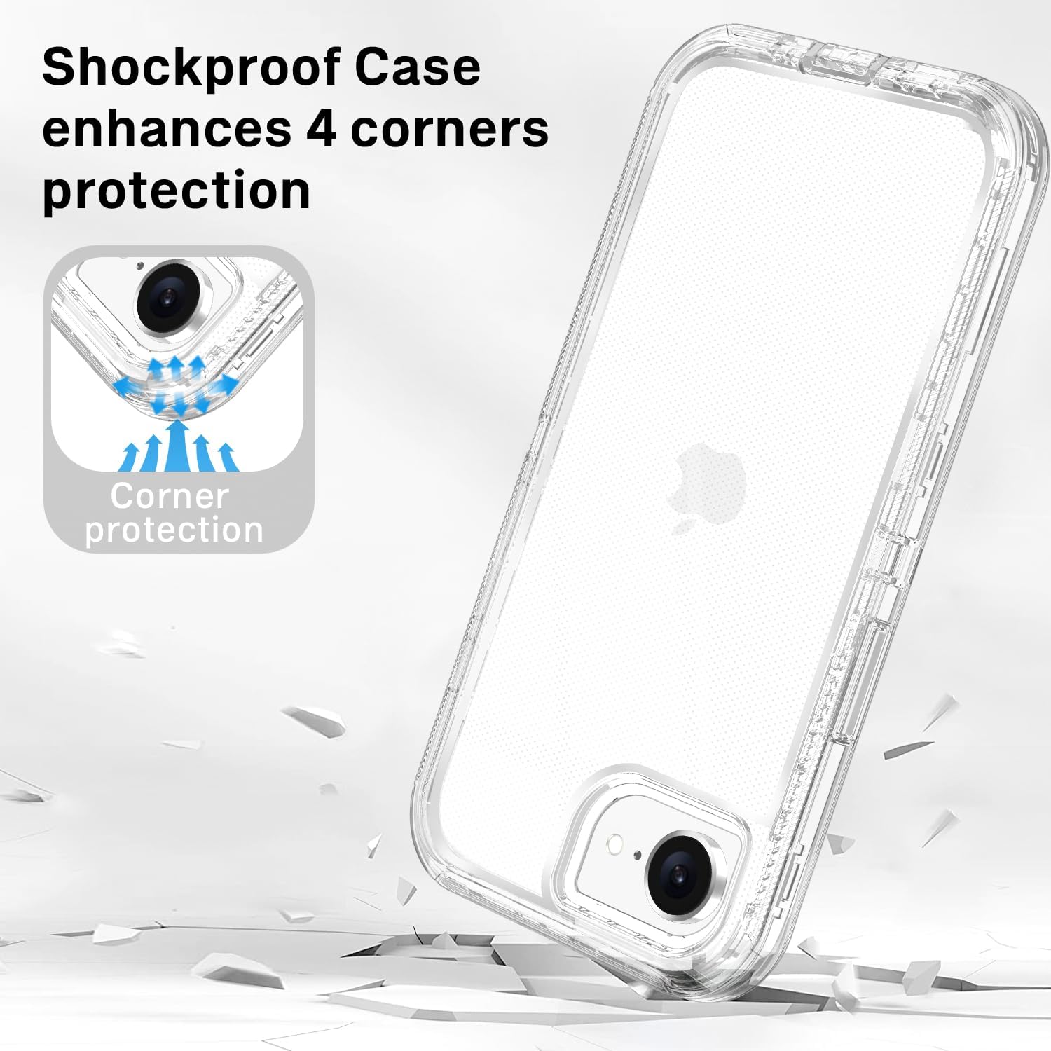 I-HONVA for iPhone 16e Case 2025 Clear [Non Yellowing] Shockproof Dust/Drop Proof 3-Layer Protection [Without Screen Protector] Rugged Heavy Duty Cover for Apple iPhone 16e 6.1",Clear - Image 6