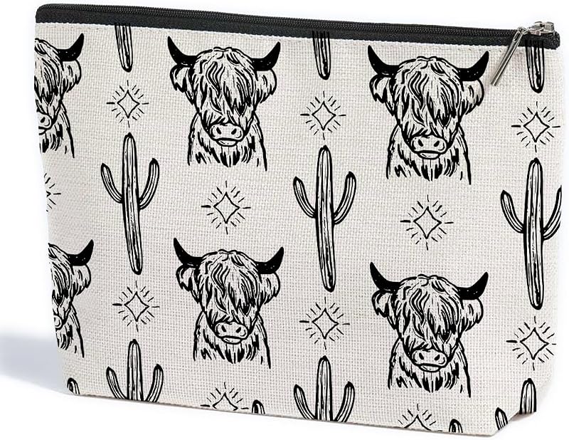 Necessaire de maquiagem ZHAMEN com estampa Western, fechamento metálico