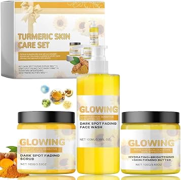 Turmeric Glow Combo Skincare Set, 3-In-1 Skincare Gift Set with Turmeric Face Wash, Face Scrub and Body Butter, Hydrating Skincare Set Suitable for All Skin Types