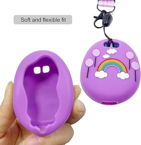 Miniatura 4 de Xcivi Funda de silicona, cordón y película protectora de pantalla para máquina de juegos interactiva virtual Tamagotchi Uni (morado)
