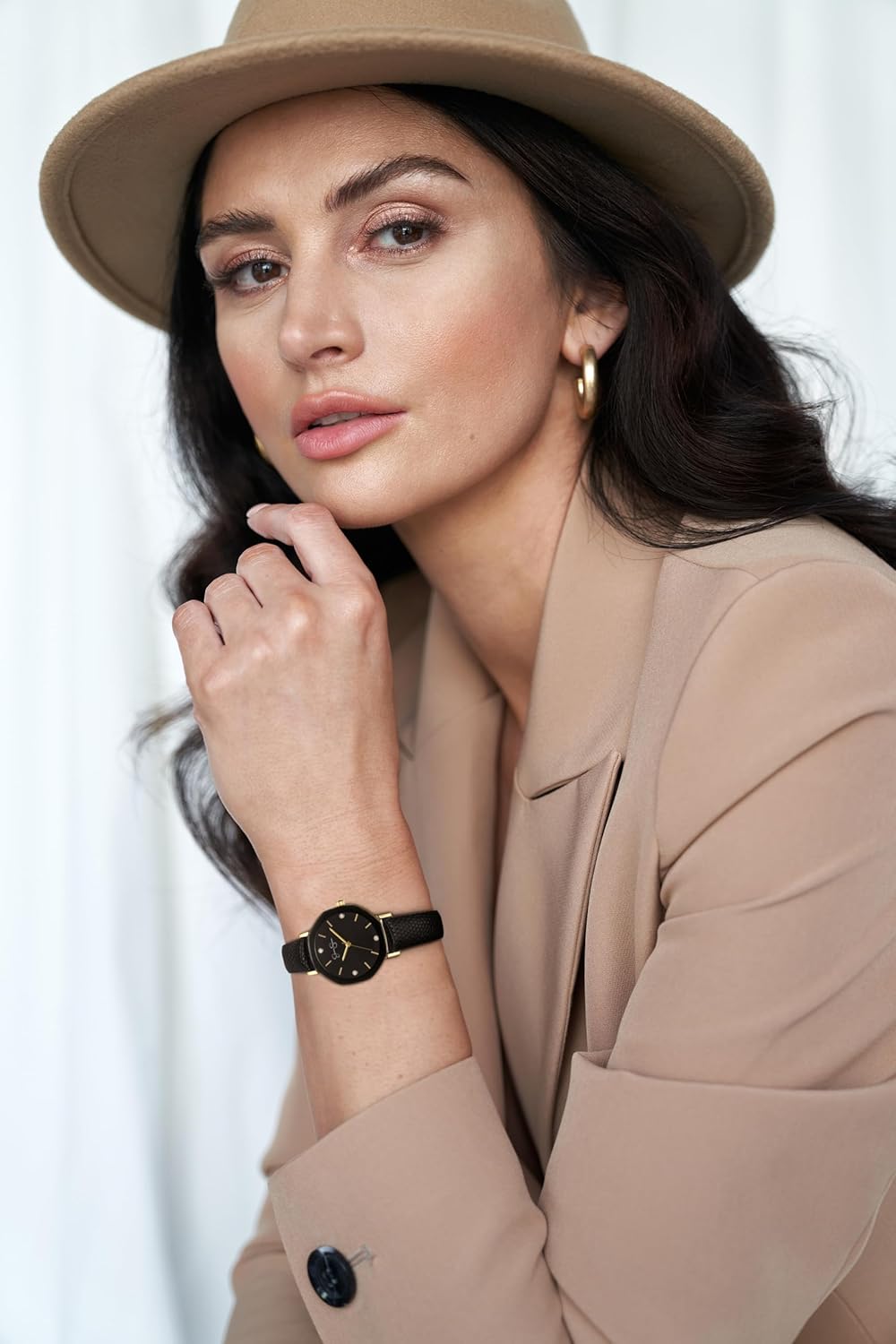 Jessica Simpson Women's Leather Band Watch, Octagong Faceted Crystal Dial, Classic Quartz Movement, Elegant Dress Watch for Women - Image 5