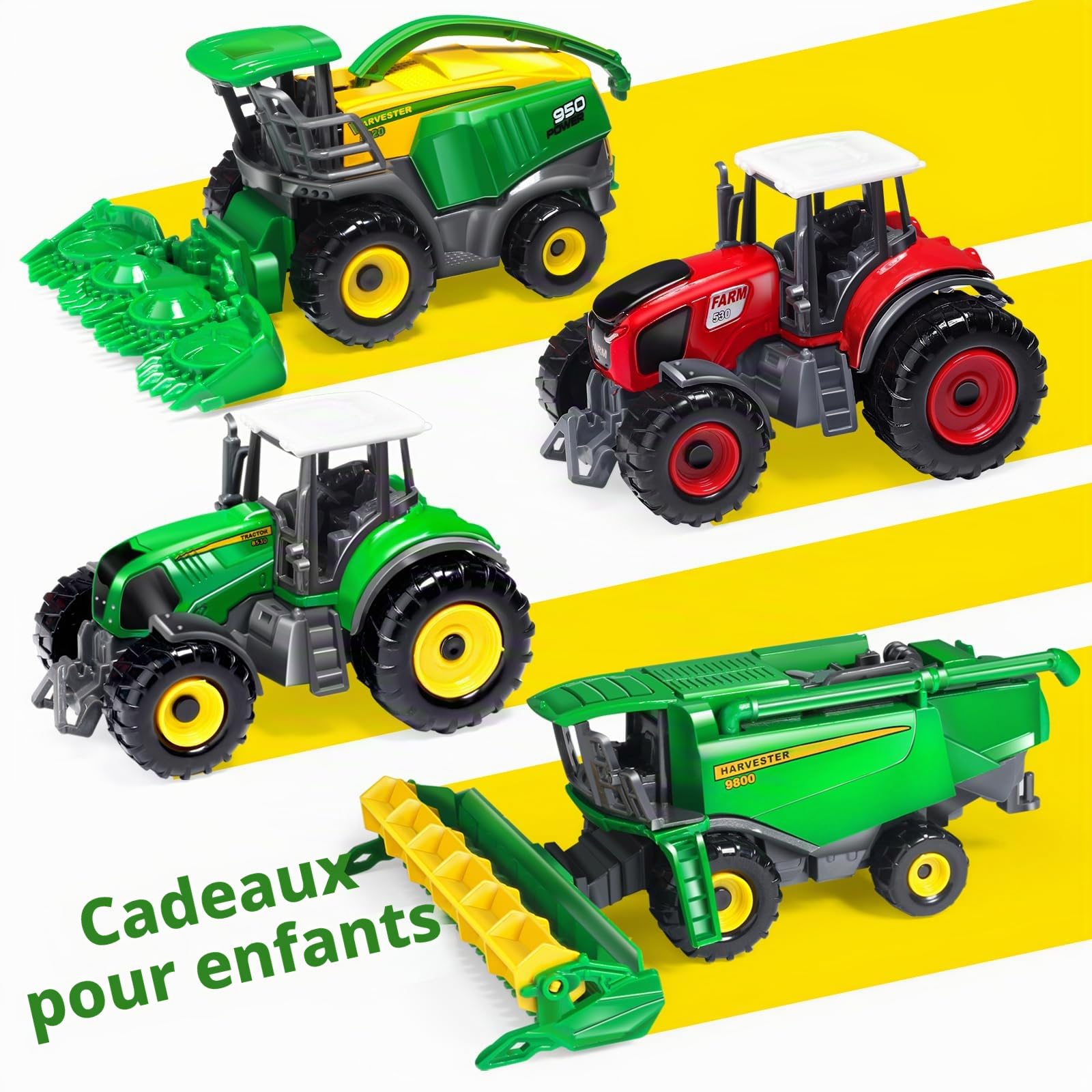 Oriate Kit de jeu de 34 pièces tracteur de ferme - Modèle camion moulé pression - Jouet 12 cm - Tapis 120x80 cm - Cadeau anniversaire