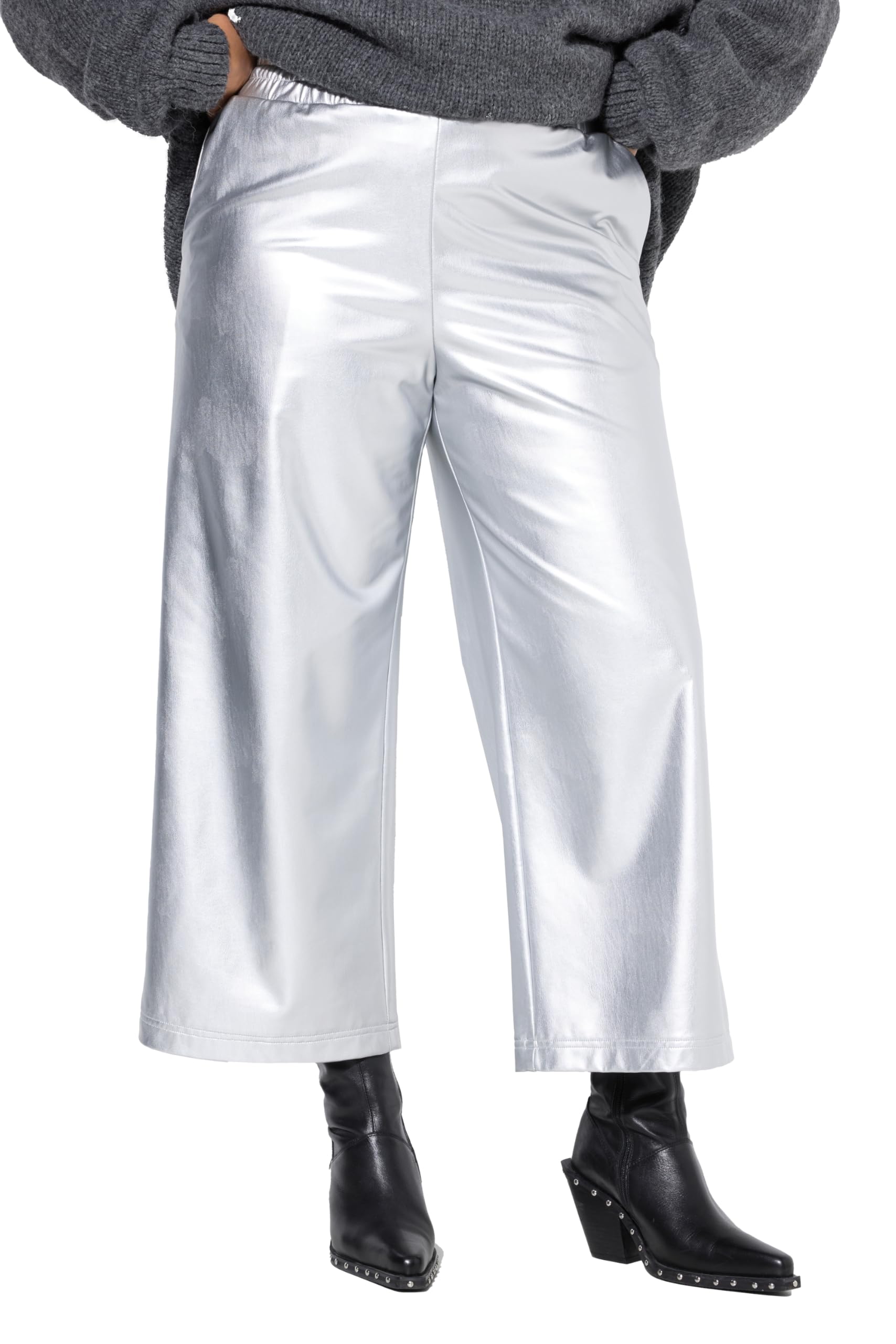 Studio Untold Damen große Größen Übergrößen Plus Size Culotte, Wide Legs, Leder-Optik 845749