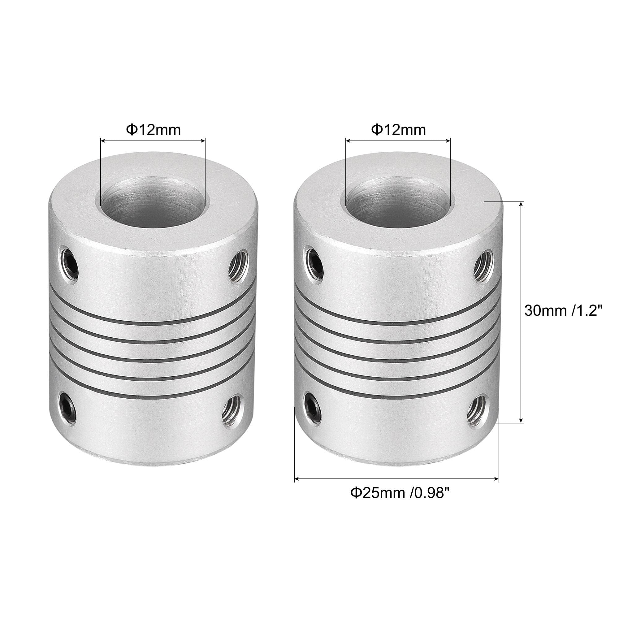 Accouplement D'arbre Souple Sourcing Map - Alliage D'aluminium, 30mm Longueur, 25mm Diamètre, Pour Arbres 6-12mm