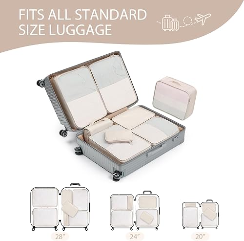 Miniatura 4 de DIMJ - Cubos de equipaje para maleta, bolsas ligeras de viaje para artículos imprescindibles, con bolsa grande para artículos de aseo personal,