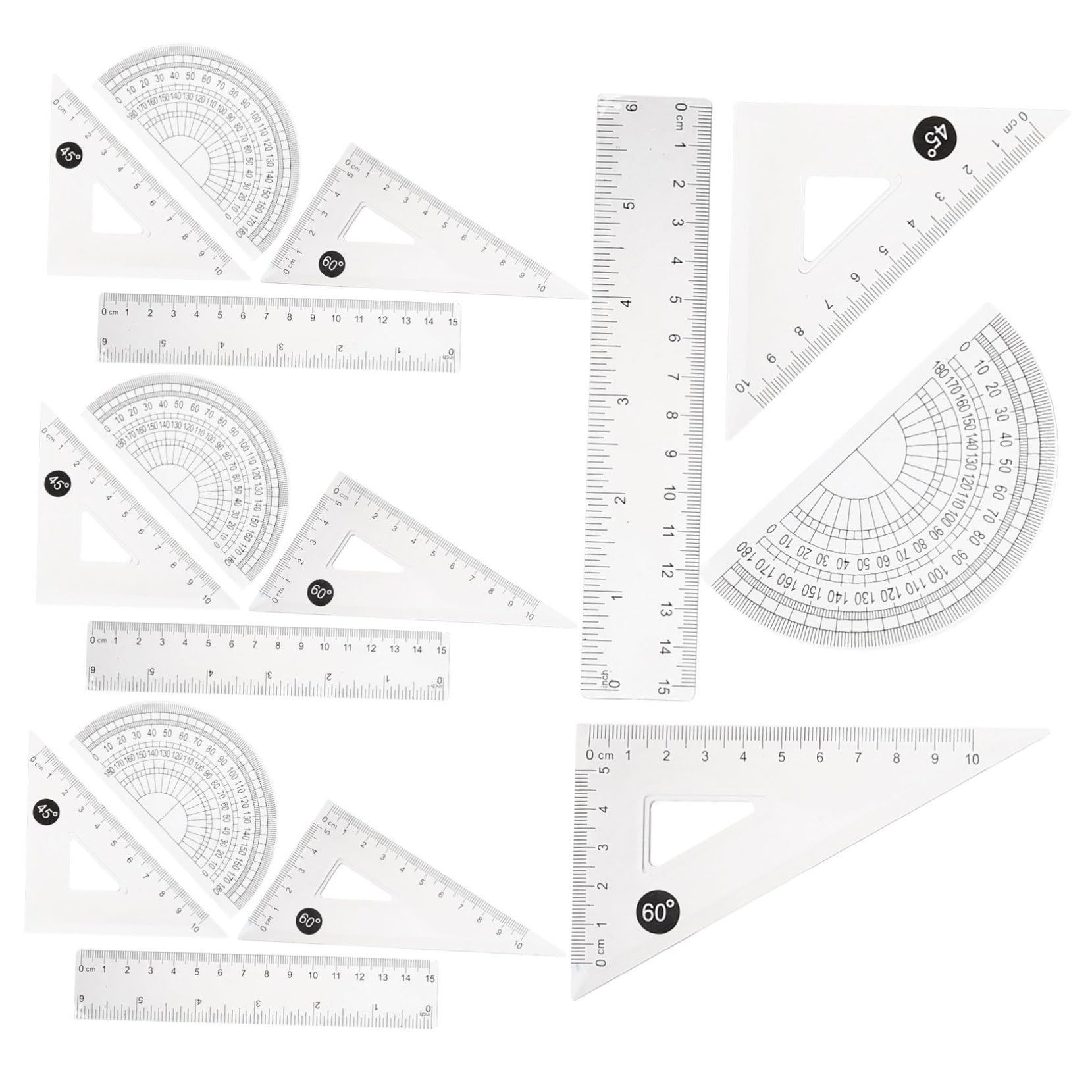 20sets Righelli Trasparenti Plastica Per Disegno Strumenti Di Misurazione Per Architetti Studenti e Designer Di Geometria Scala Nera