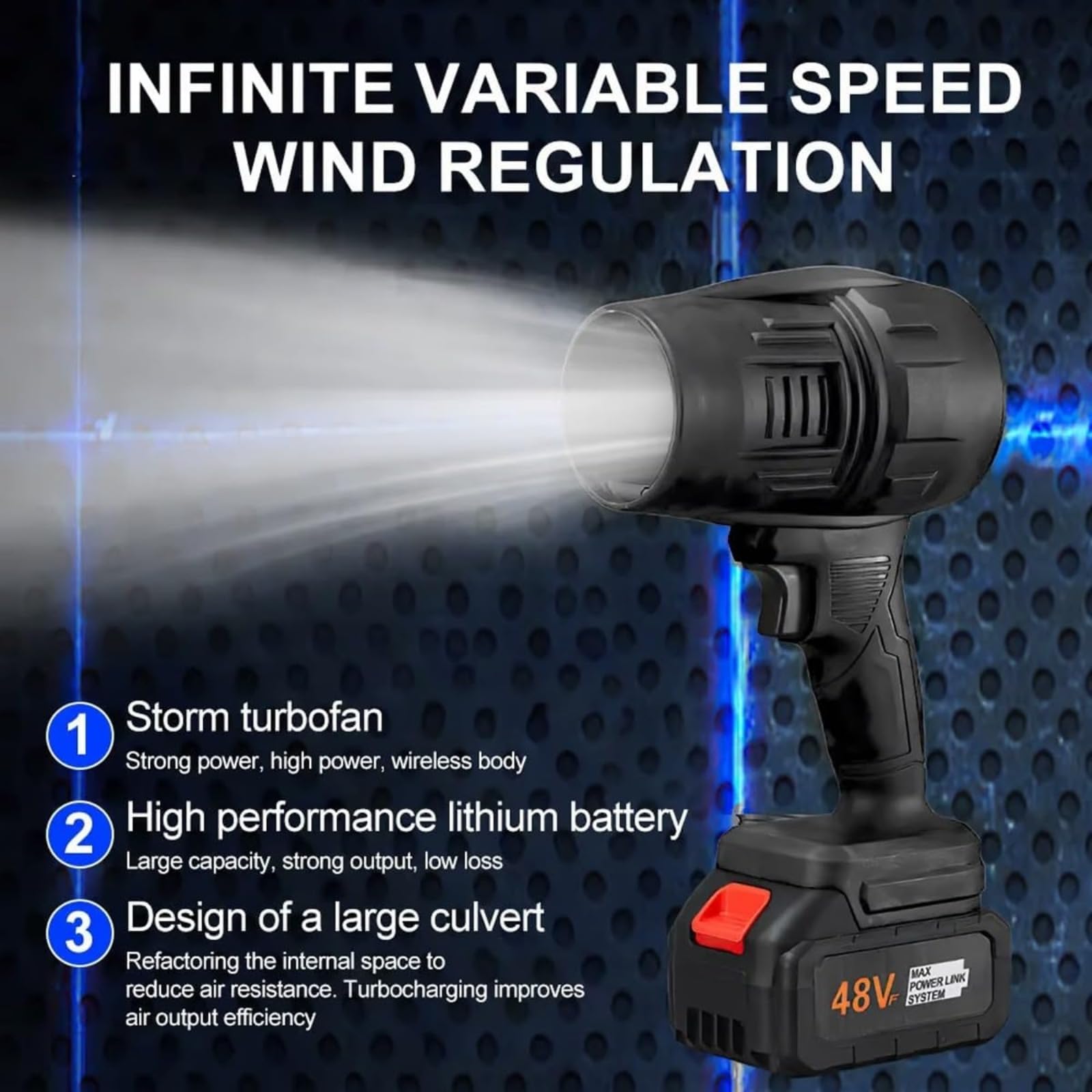 Seese - Soffiatore professionale per foglie senza fili, leggero e super potente, per esterni, per la pulizia di cortili, patio, auto (blu)