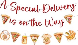 Slice Slice Baby Decorations - 3 Pcs A Special Delivery is on the Way Banners, Special Delivery Pizza Baby Shower Decorations Gender Reveal Party Decor Supplies