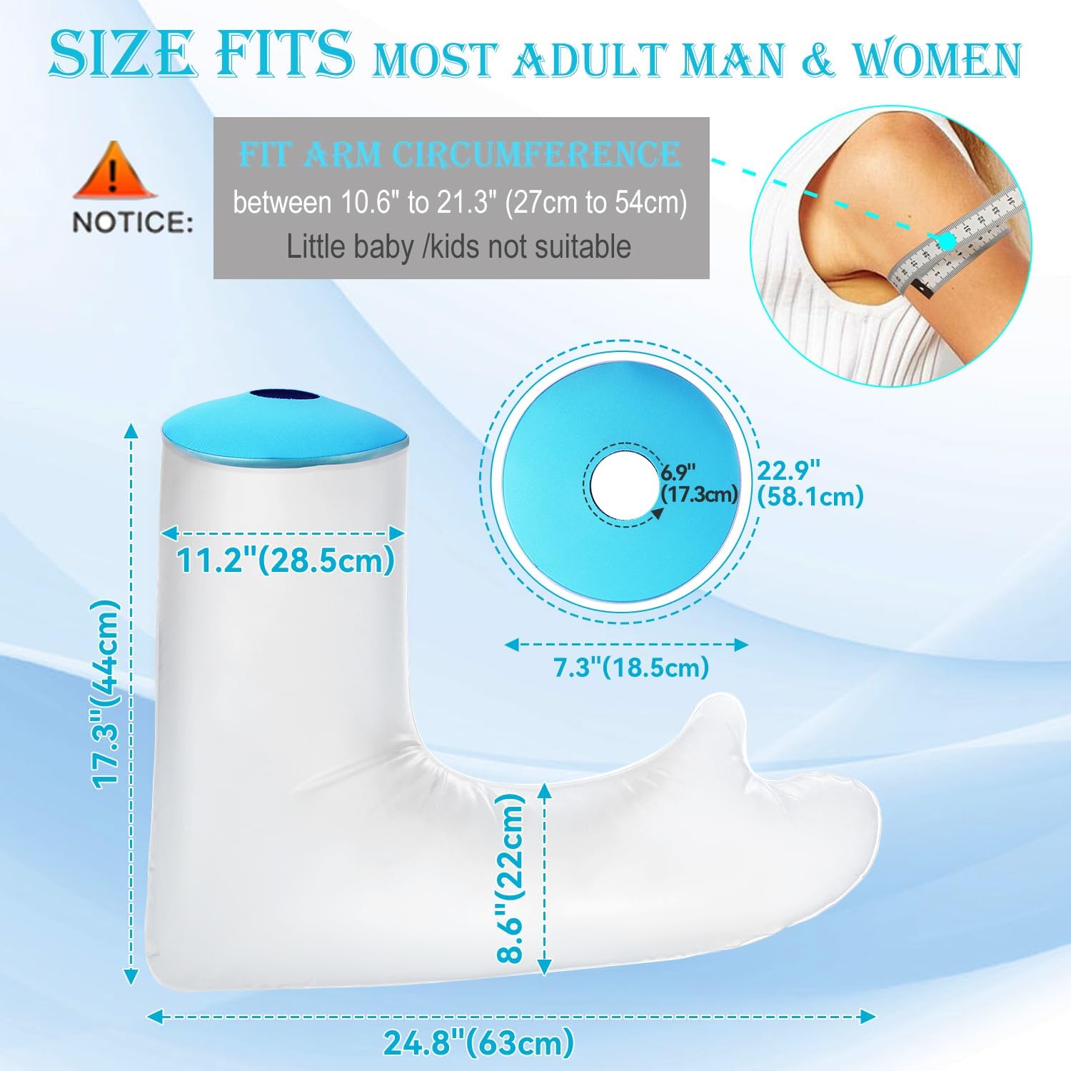 Asunby Cast Covers for Shower Arm Adult Waterproof,Reusable Full Cast Protector for Bandage,Hand,Wrist,Elbow,Soft Comfortable Showering Sleeve Bag to Keep Wounds Dry,After Surgery Gifts(Extra Long)