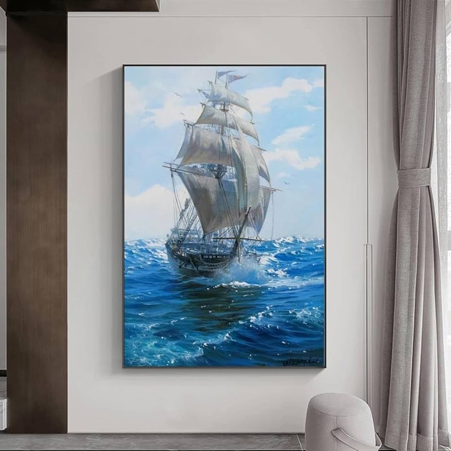 帆船絵画プリント アレクサンダー・シェンデロフによる帆船の絵画 海の絵画 帆船の