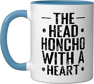 The Head Honcho with a Heart Ceramic Mug, Blue/White