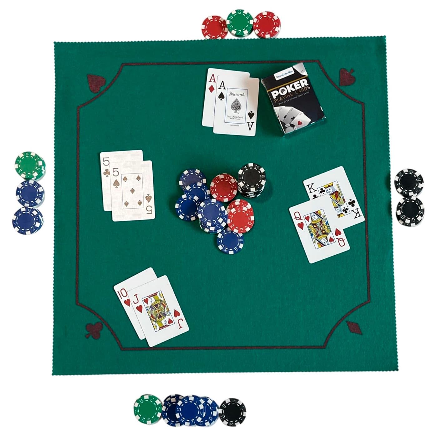 Acan Tradineur - Tapete para Juegos de Poker - Fabricado en Poliester - Ideal para trasladarlo a Cualquier Lugar - 50 x 50 cm - Color Verde