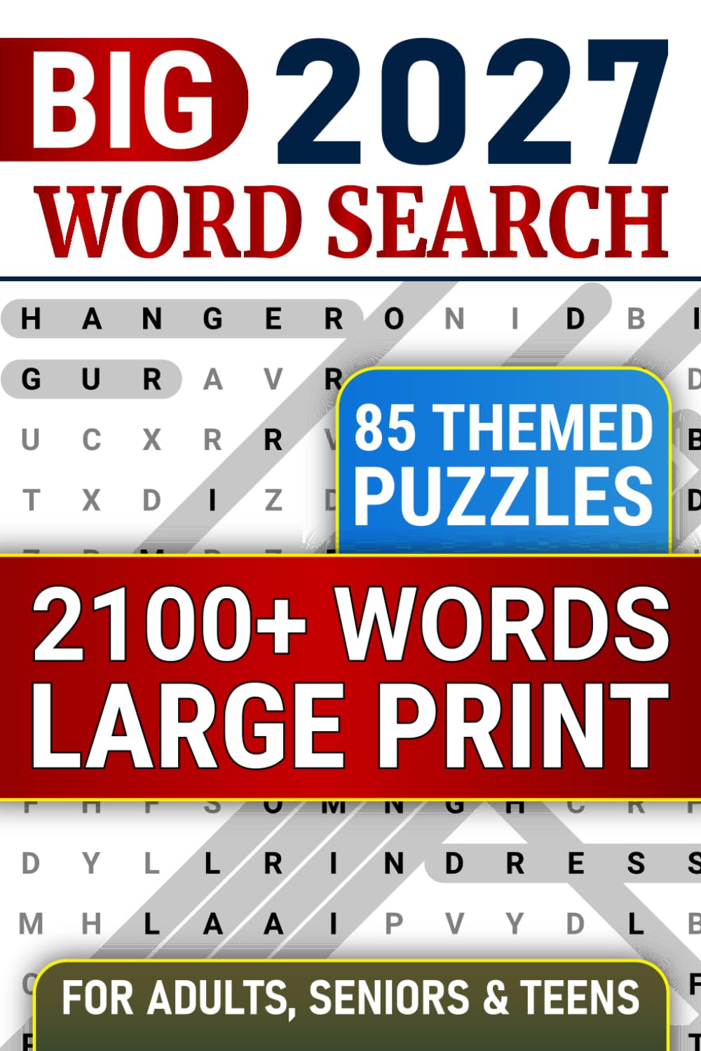 2100+ Words, Large Print Word Search Puzzles: Themed Wordfind Puzzle Book For Adults, Seniors & Teens, 85 Word Searches With Solutions, Anti Eye Strain & Stress Relief
