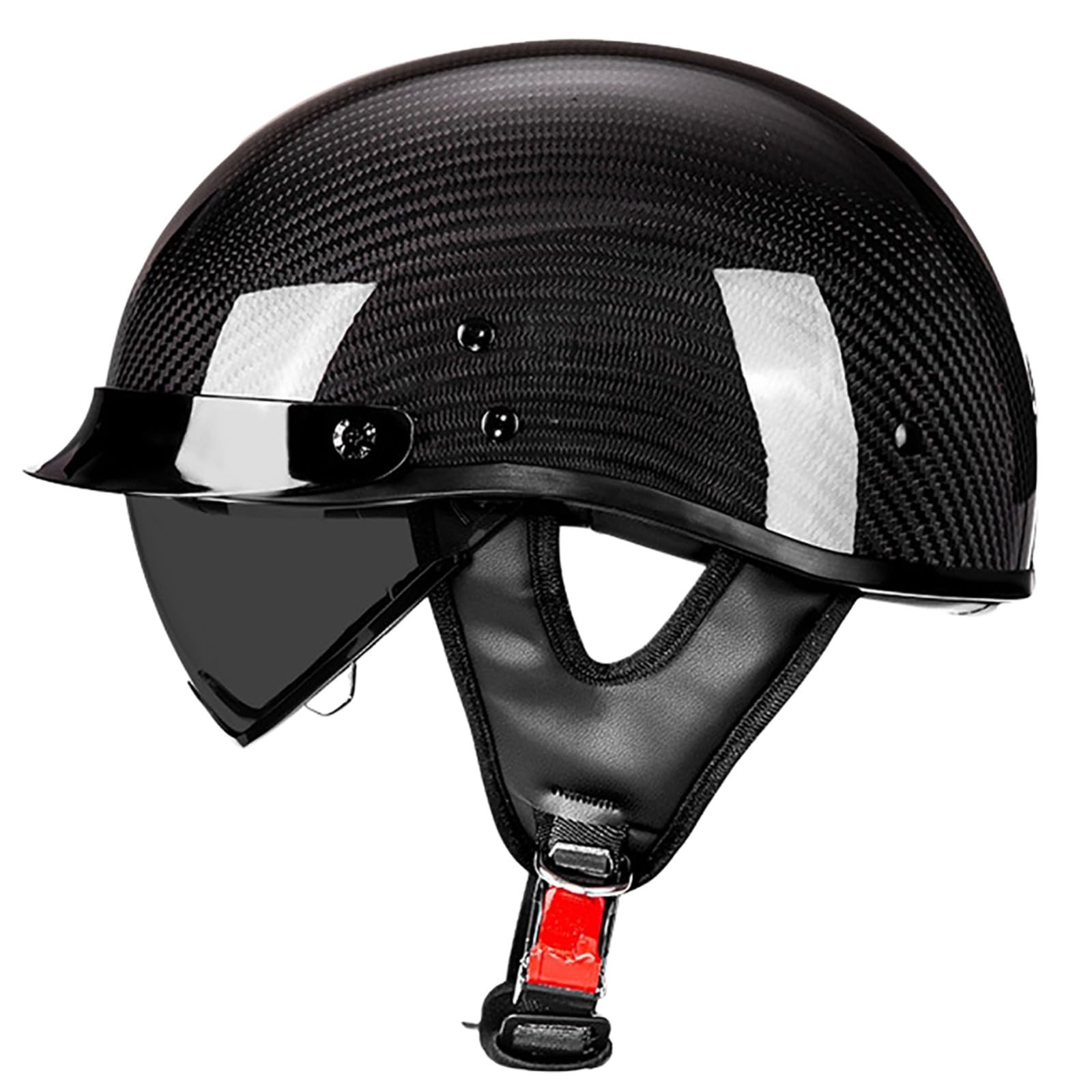 Kask motocyklowy vintage z wizjerem, kask z włókna węglowego dla kobiet i mężczyzn, kask do cruiser, motoroweru i skutera, homologacja ECE 4,XL (60-61 cm)