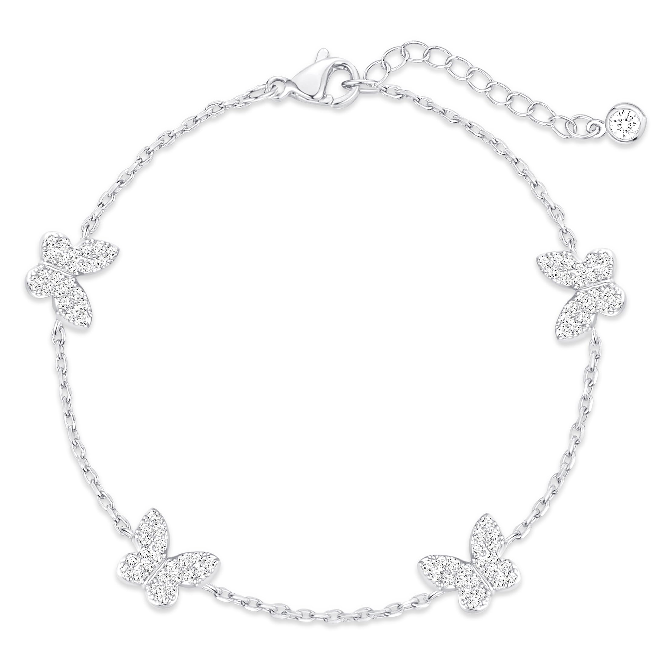 ZOERAY Women's Bracelet 925 Silver 18K Gold Bracelet with Adjustable Butterflies Gold/Silver Trebol Bracelet Charms Gold Jewellery Original Birthday Gifts for Girls Mama Godmother
