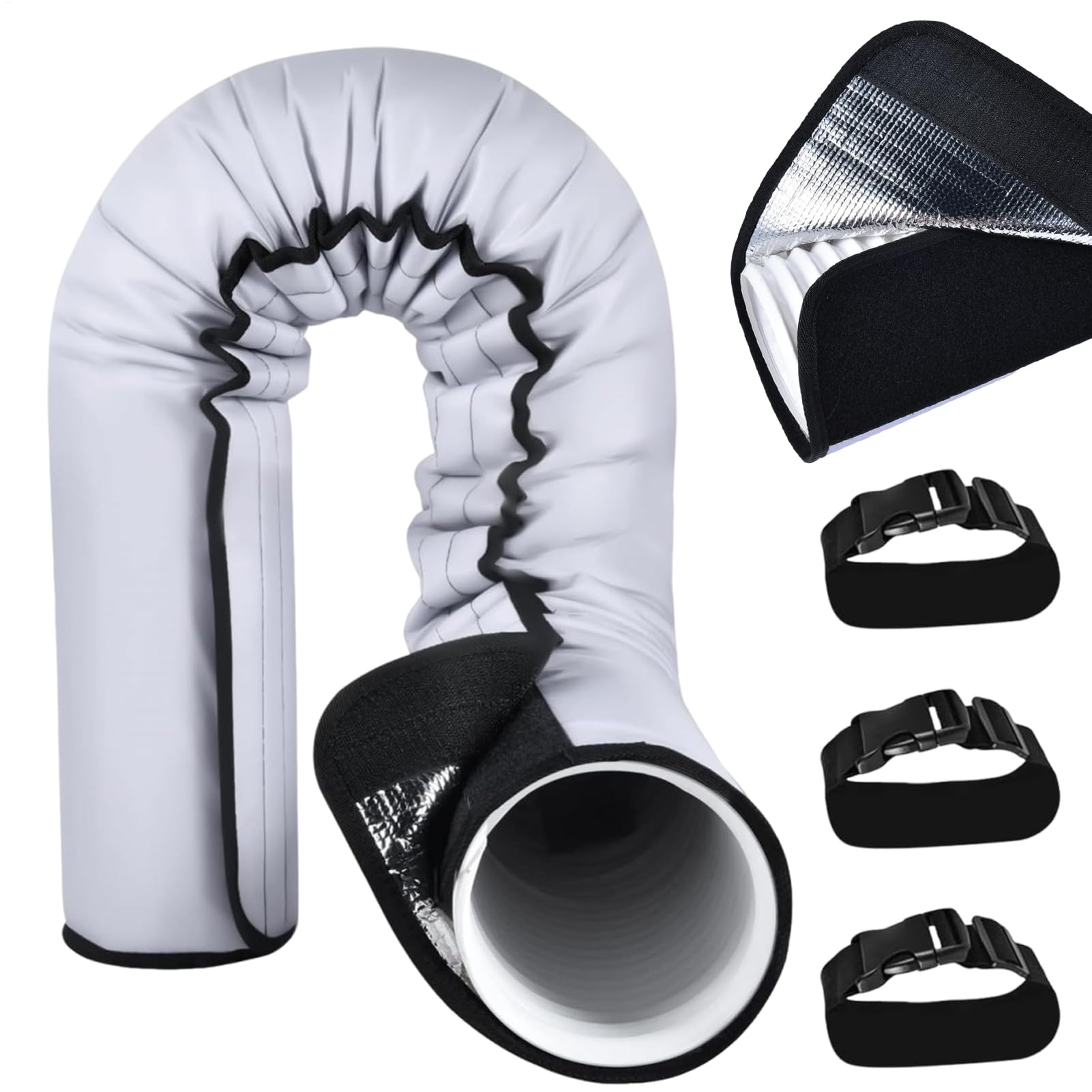 Cubierta De Manguera De Aire Acondicionado, Funda De Aislamiento Portátil Para Manguera De Aire Acondicionado, Con 3 Hebillas Ajustables, Reutilizable Y Lavable, Fácil De Instalar, 152x56 Cm