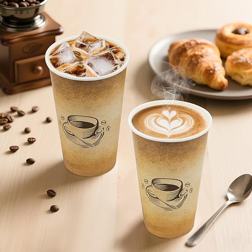 Miniatura 26 de Paquete de 100 tazas de café de Navidad de 12 onzas con tapas, tazas de café de papel desechables para bebidas calientes/frías, oficina, hogar