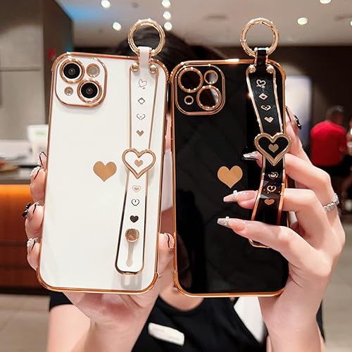 Miniatura 8 de Cutecasee Funda compatible con iPhone 13 Pro Max, lindo corazón de amor para niñas y mujeres, borde chapado de lujo, funda de TPU suave a prueba de