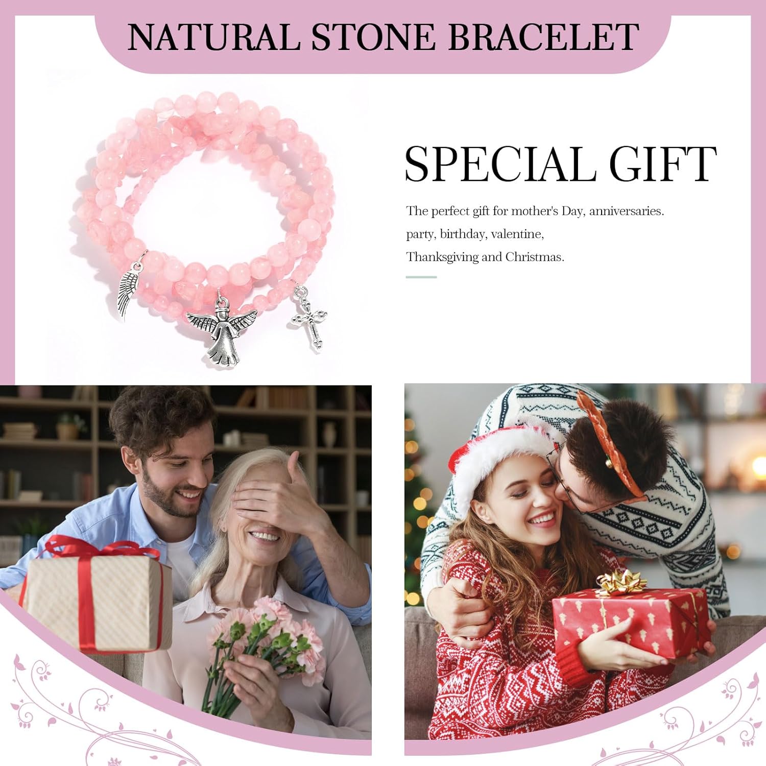 Amazonite Bracelets for Women 3Pcs Amazonite Bracelet Natural Stone Beaded Bracelets Handmade Stretch Gemstone Bracelet Healing Crystal Bracelet Healing Jewelry Gifts for Women Girls - Image 7