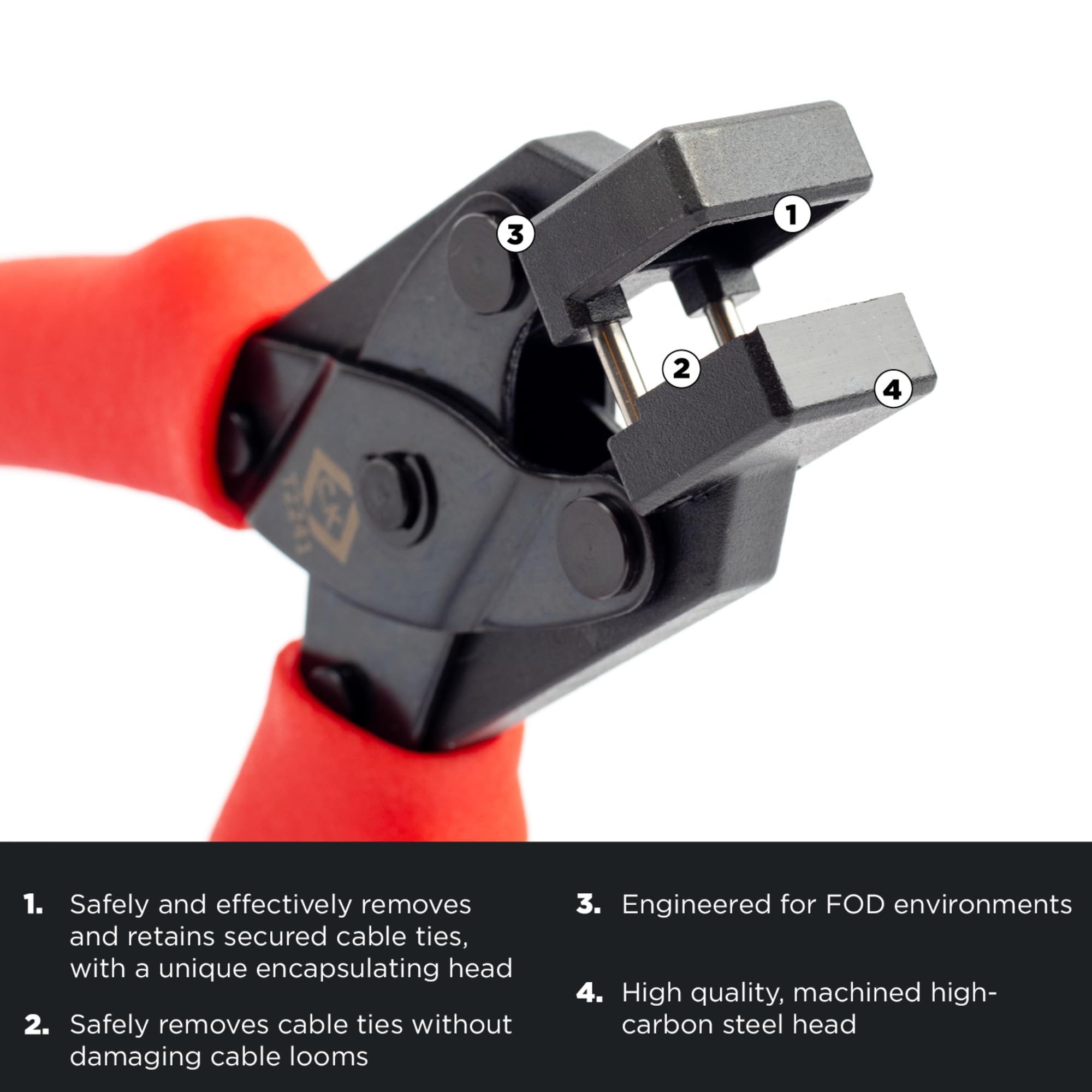 C.K Tools Snip n’ Grip Cable Tie Cutter & Holder, FOD Engineered Head, Retain Cut Ends, High-Carbon Steel - Image 2