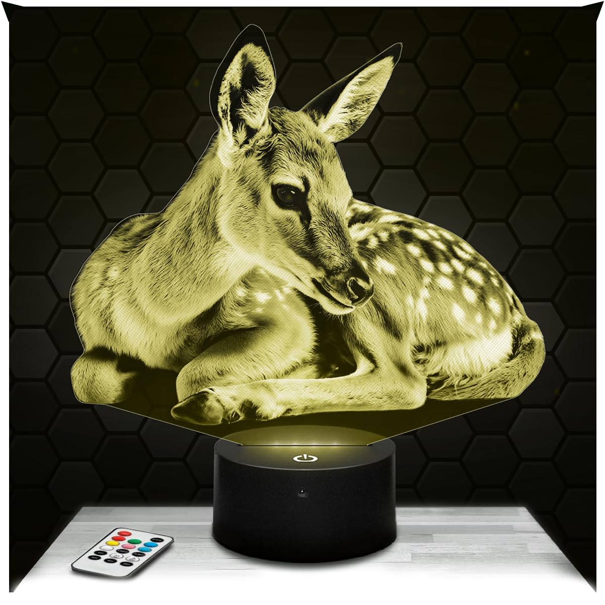Lampephoto.fr - Fawn 3D Lamp Animal Touch Night Light Led, 3D Hologram Effect, Christmas Birthday Gift Idea for Boy or Girl, Room Decoration Object