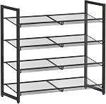 Raquette de chaussures, 10-Tier Organisateur de chaussures en métal, rack de chaussures pour placard, entrée, garage, avec étagères plates ou en angle réglables, 42-50 paires, chaussures pouvant accueillir toute la famille