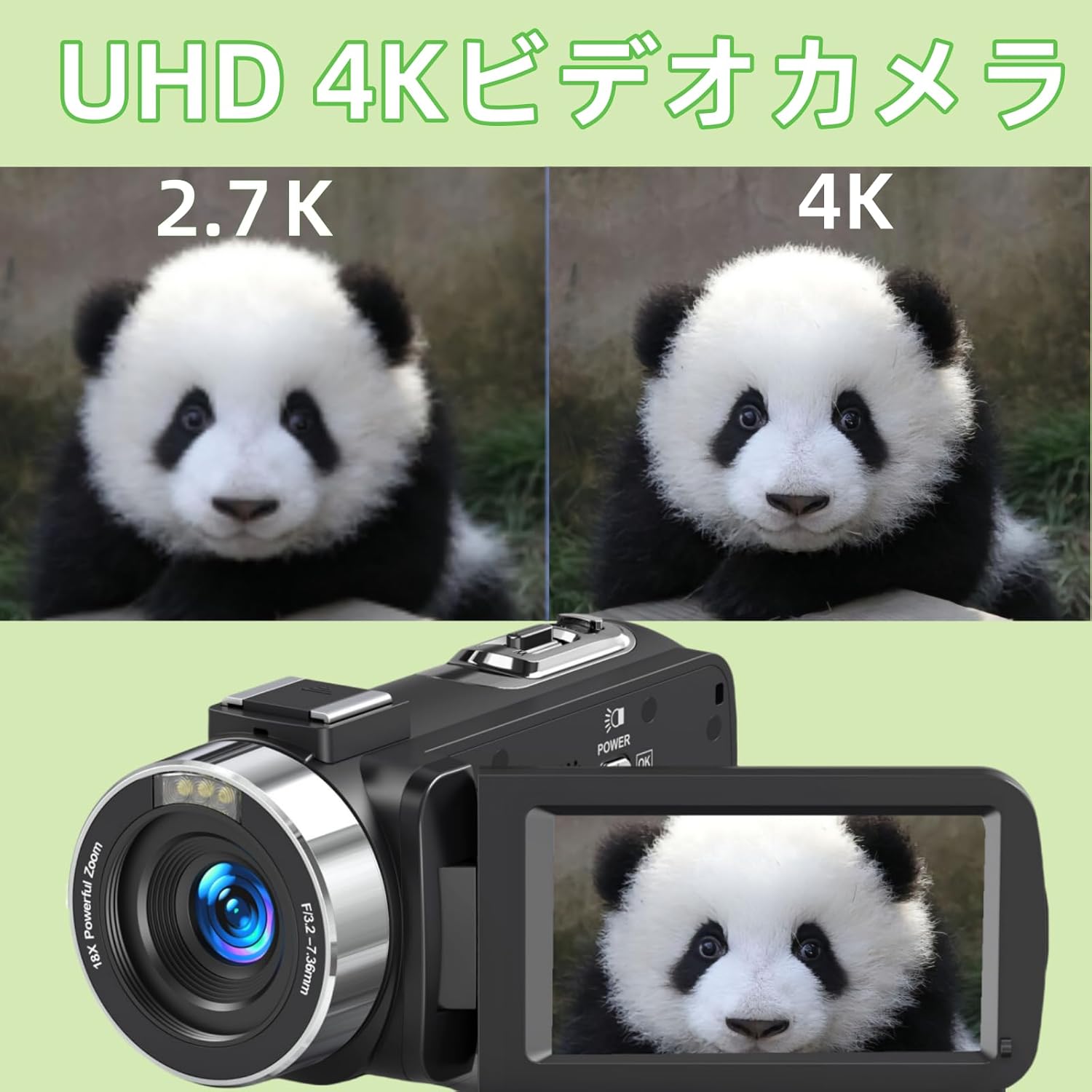 メイドイドウ ビデオカメラ,YouTube用4K Ultra 80MP Vloggingカメラ